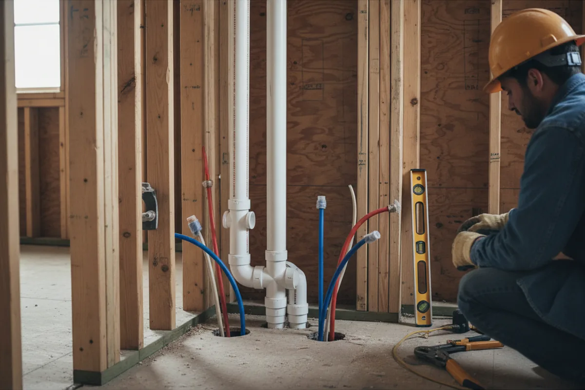 Drain and supply rough-in during Leak Detection in Arrington